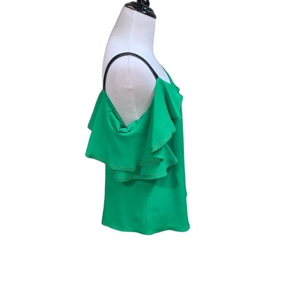 Gibson & Latimer Women's Open Shoulder Blouse Top S Small Flutter Sleeves Green - Picture 4 of 7